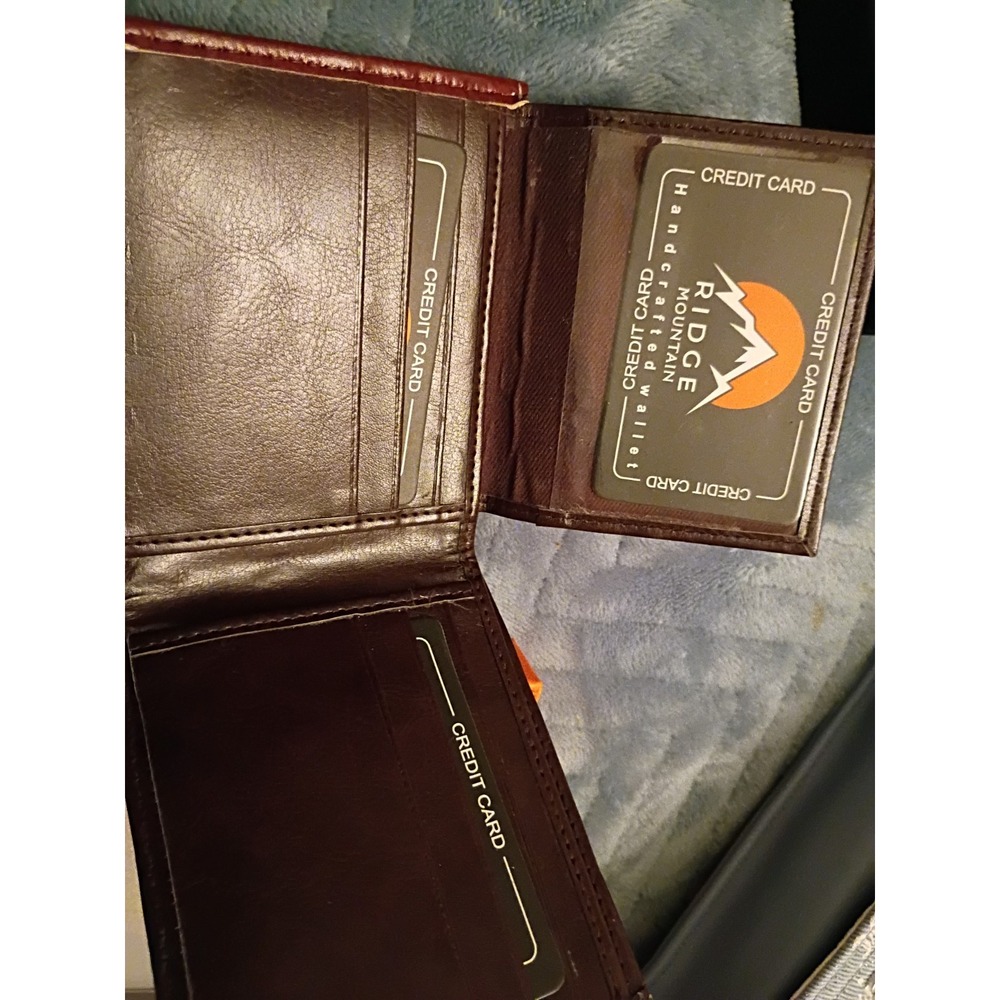 Ridge Mountain Cowboy Longhorn Bi-fold Black & Brown Studded Wallet NWOT In Box - Picture 5 of 11